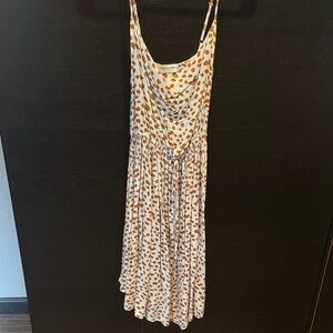 Chic Polka Dot Midi Dress in Cream and Brown